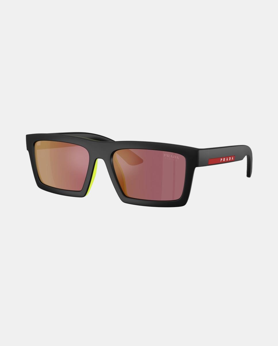 Imagen 7 de Gafas de sol PS A07S de hombre rectangular en inyectado con lente espejada - Prada Linea Rossa - Negro Negro