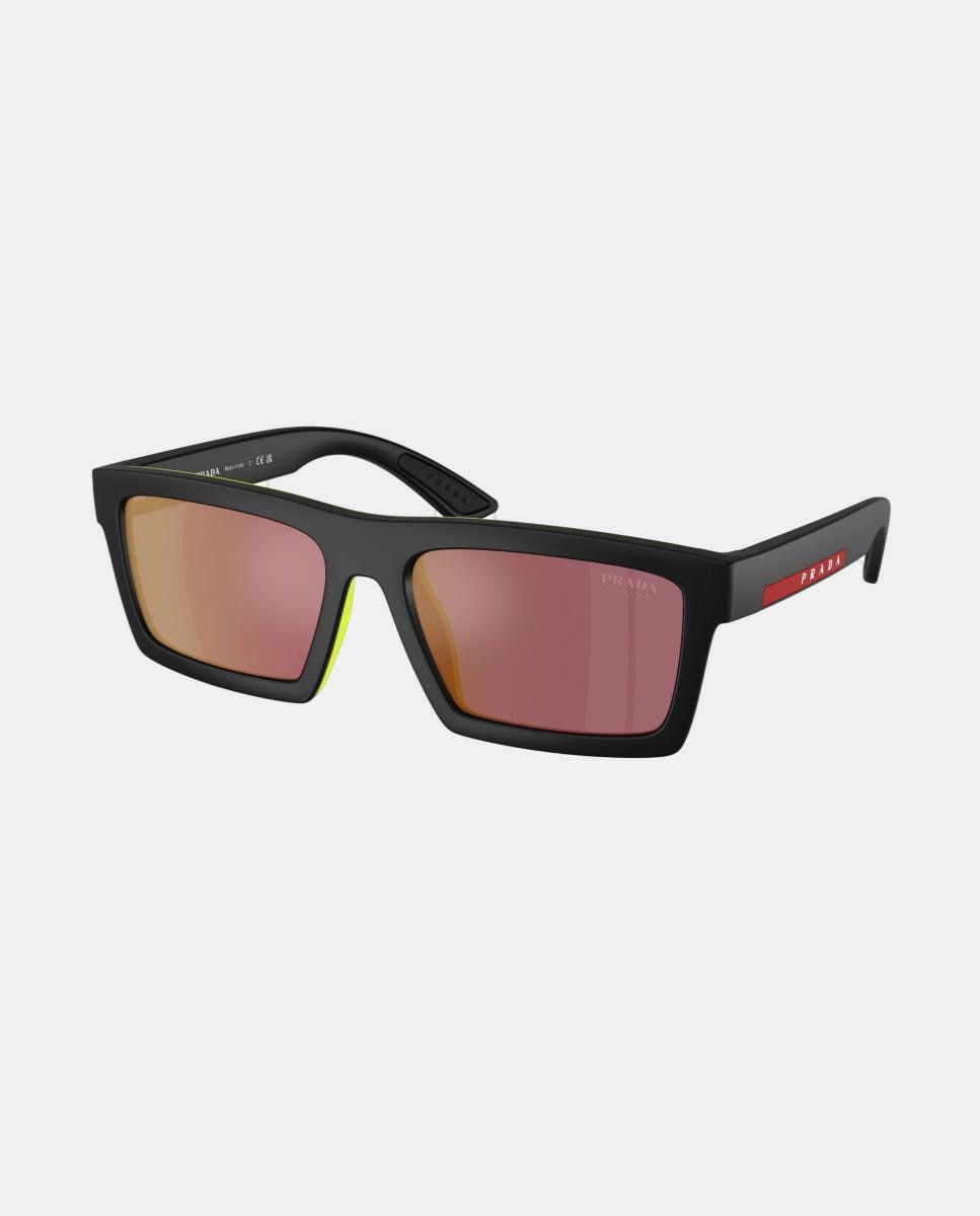 Imagen 8 de Gafas de sol PS A07S de hombre rectangular en inyectado con lente espejada - Prada Linea Rossa - Negro Negro