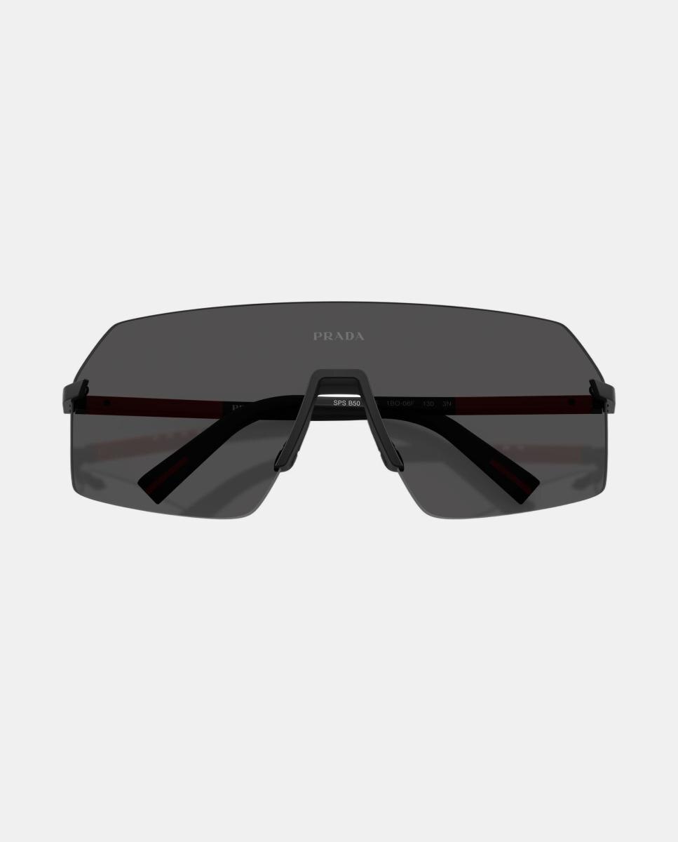Gafas de sol PS B50S de hombre geométrica en metal - Prada Linea Rossa - Negro Negro-5