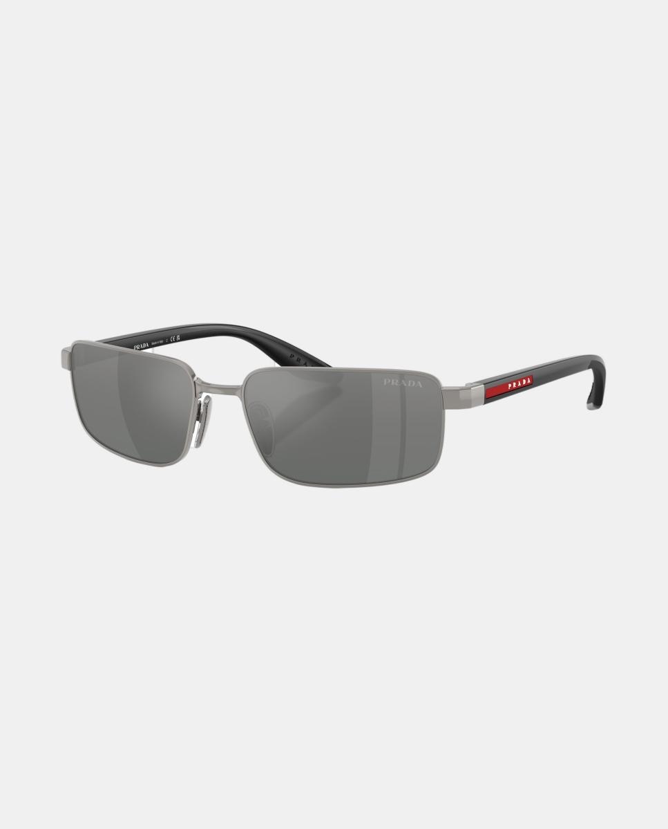 Imagen 2 de Gafas de sol PS B54S de hombre rectangular en metal con lente espejada - Prada Linea Rossa - Gris Gris