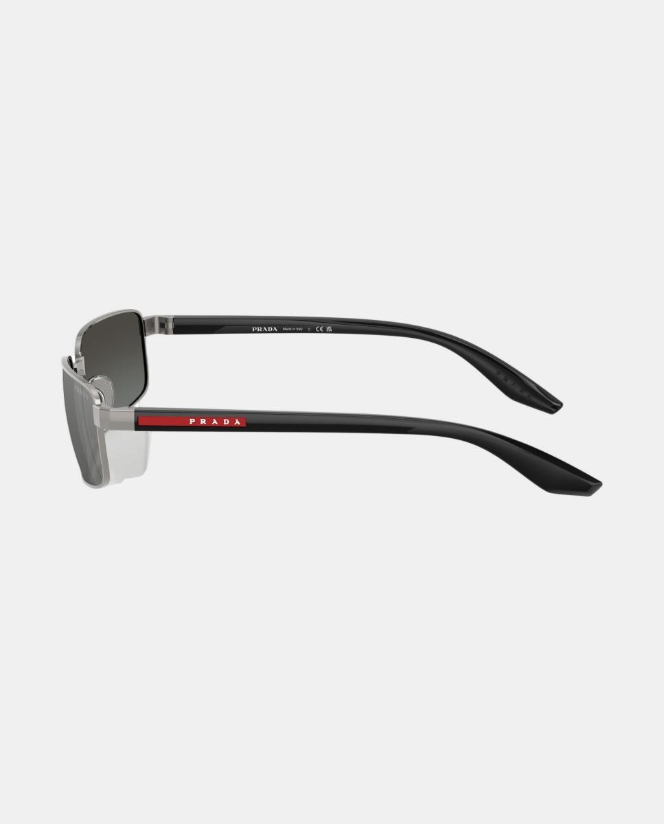 Imagen 3 de Gafas de sol PS B54S de hombre rectangular en metal con lente espejada - Prada Linea Rossa - Gris Gris