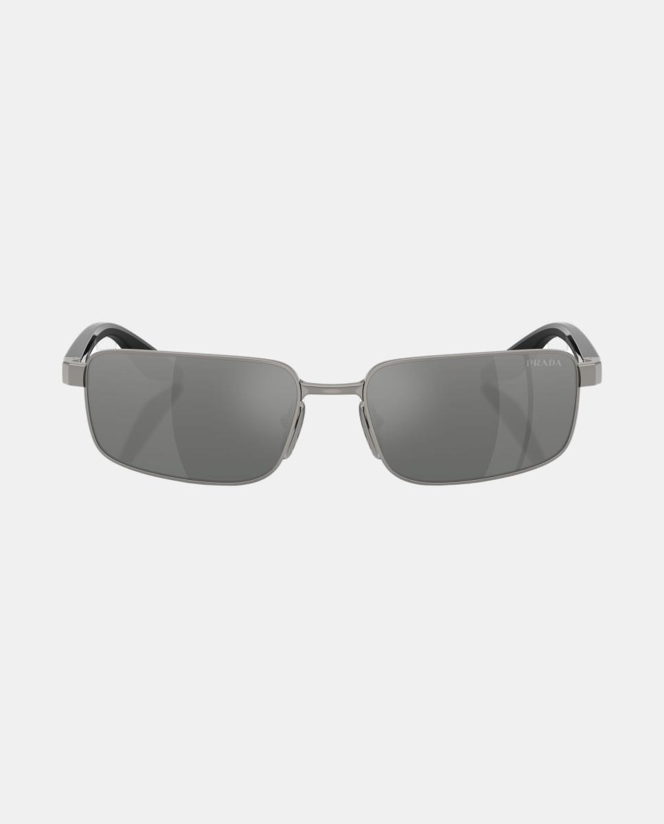 Imagen 4 de Gafas de sol PS B54S de hombre rectangular en metal con lente espejada - Prada Linea Rossa - Gris Gris