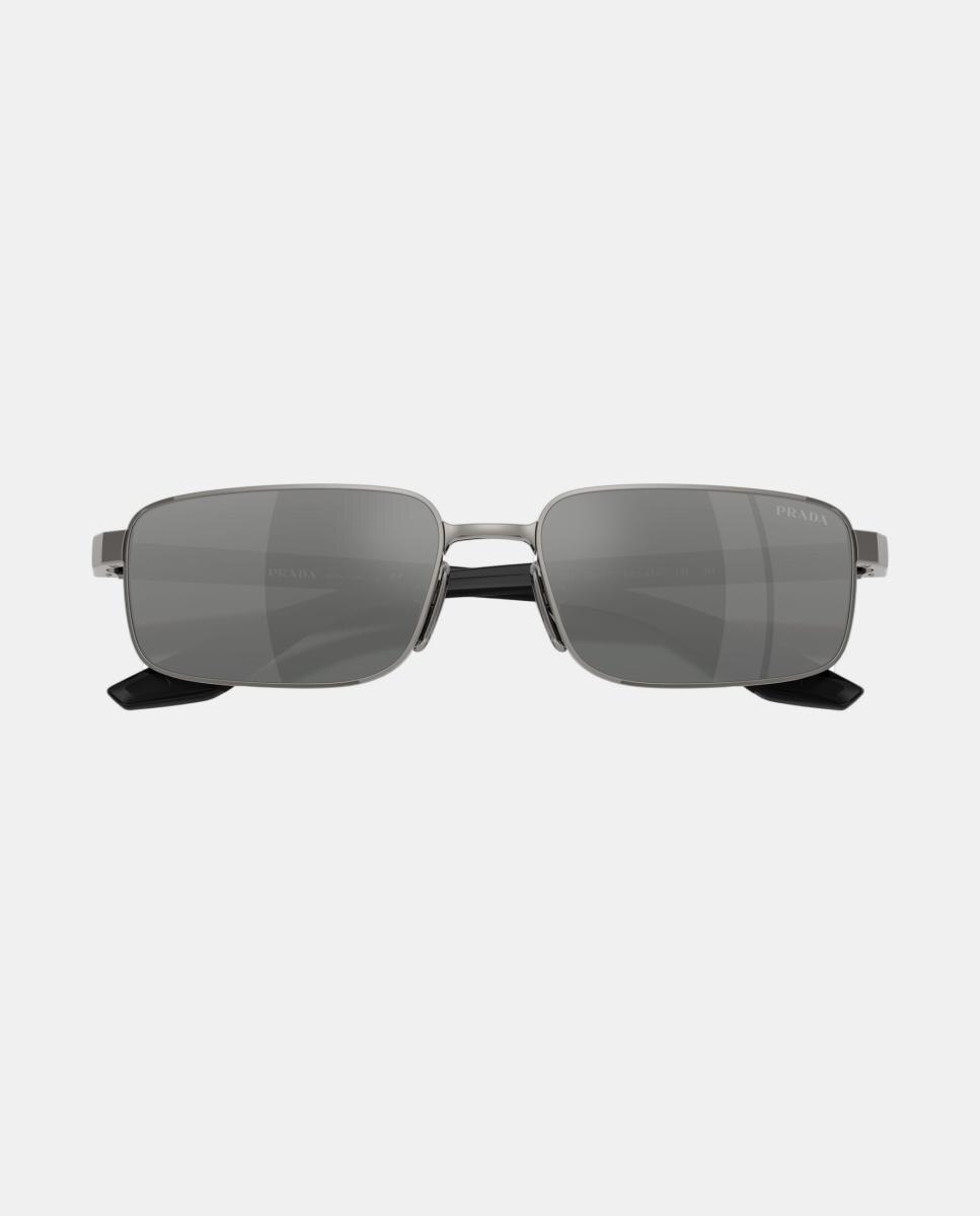 Imagen 5 de Gafas de sol PS B54S de hombre rectangular en metal con lente espejada - Prada Linea Rossa - Gris Gris