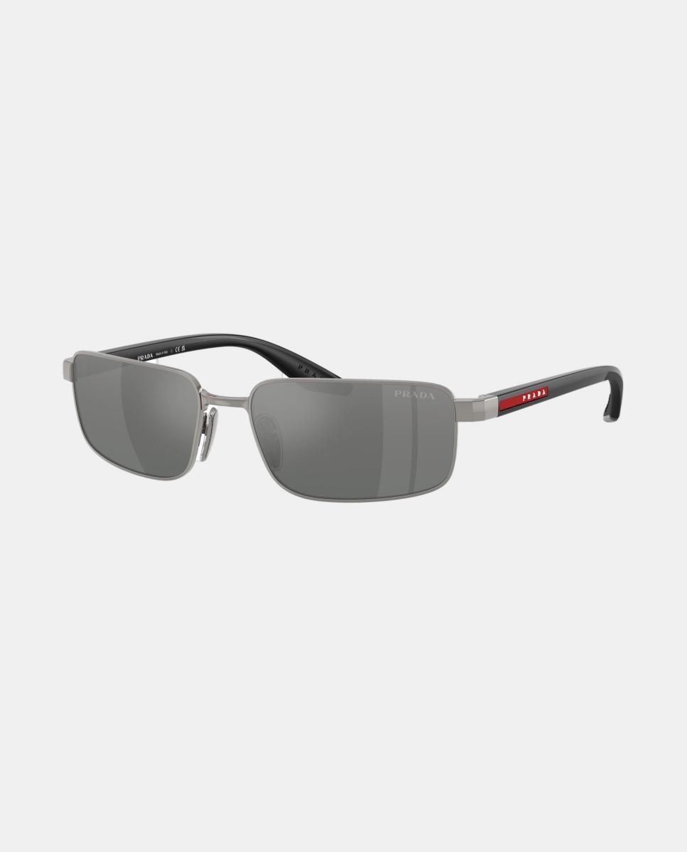 Imagen 7 de Gafas de sol PS B54S de hombre rectangular en metal con lente espejada - Prada Linea Rossa - Gris Gris