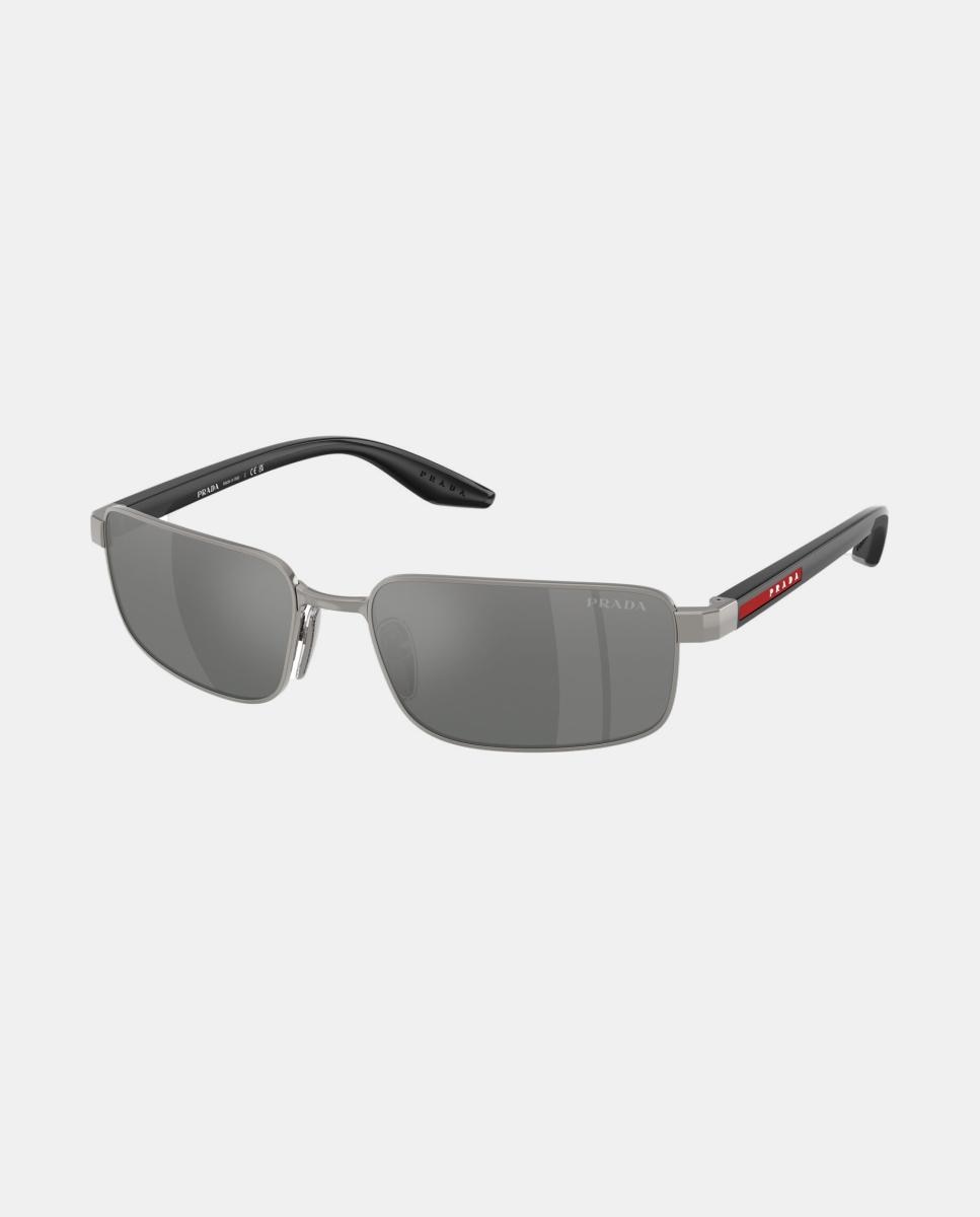 Imagen 8 de Gafas de sol PS B54S de hombre rectangular en metal con lente espejada - Prada Linea Rossa - Gris Gris
