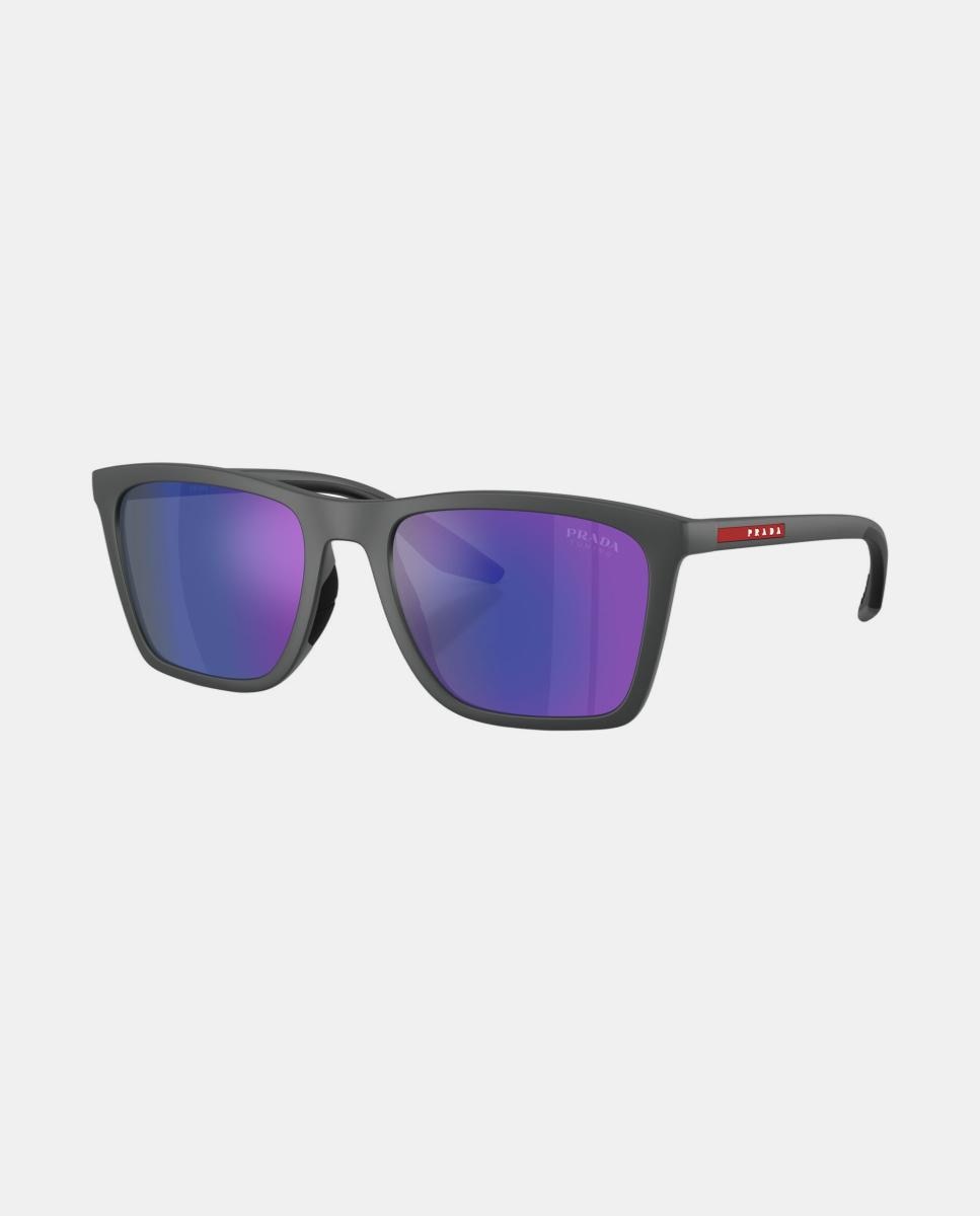 Gafas de sol PS B08S de hombre rectangular en inyectado con lente espejada - Prada Linea Rossa - Negro Negro-2