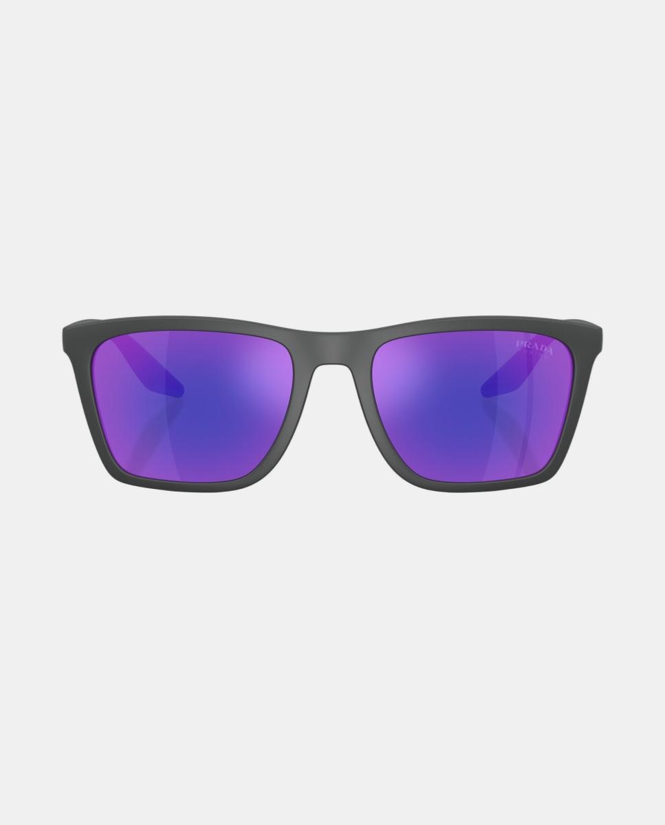 Gafas de sol PS B08S de hombre rectangular en inyectado con lente espejada - Prada Linea Rossa - Negro Negro-4