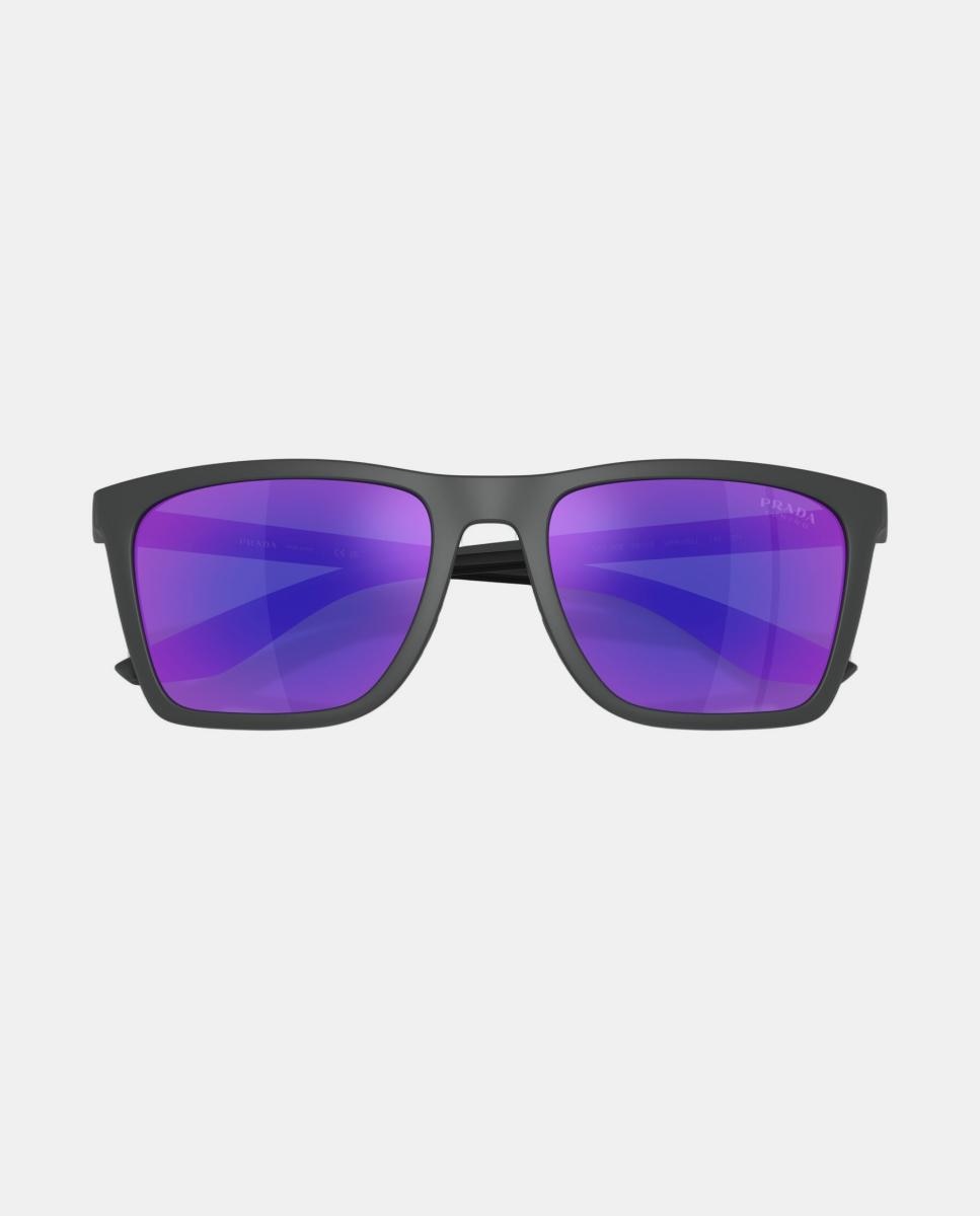 Gafas de sol PS B08S de hombre rectangular en inyectado con lente espejada - Prada Linea Rossa - Negro Negro-5