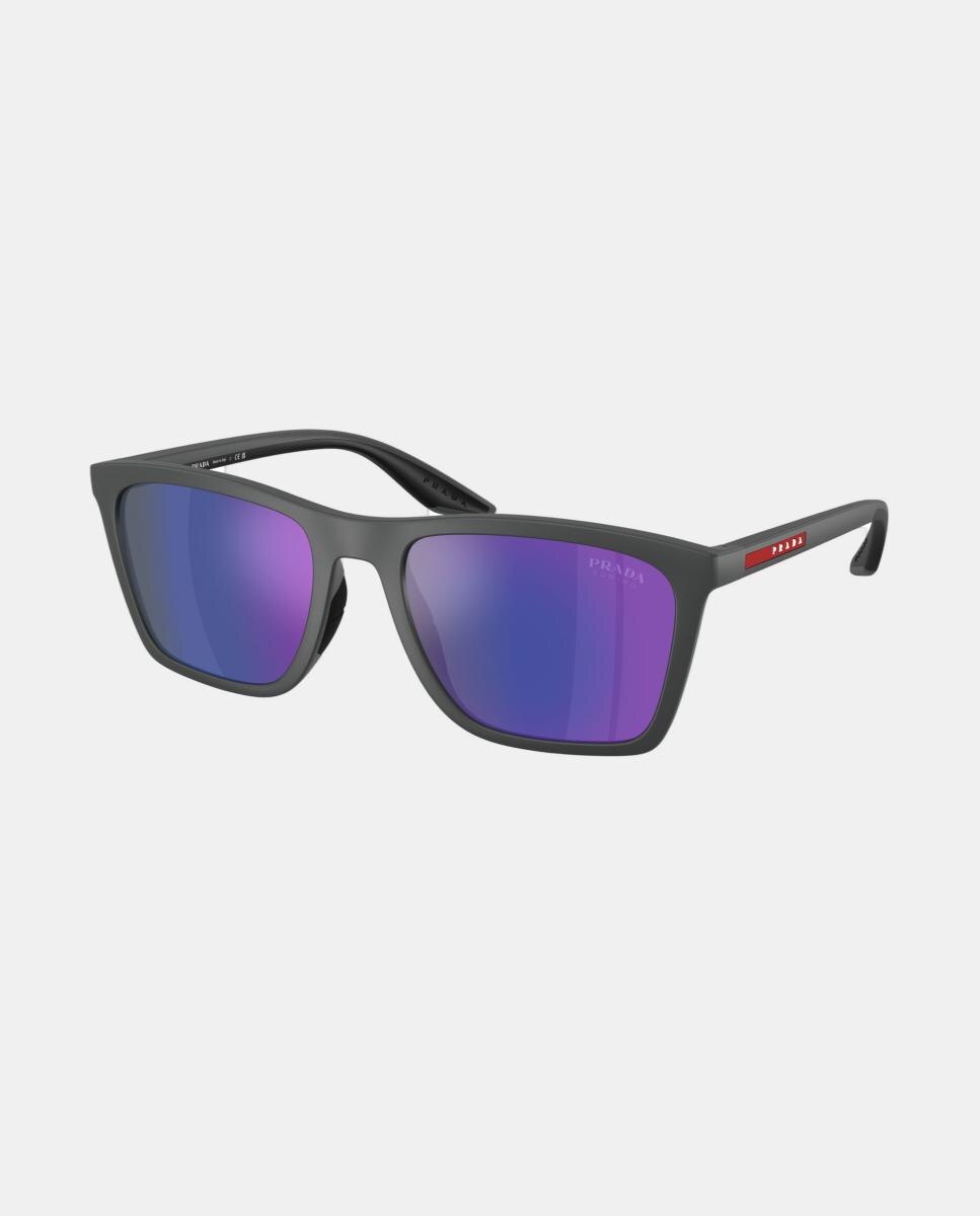 Gafas de sol PS B08S de hombre rectangular en inyectado con lente espejada - Prada Linea Rossa - Negro Negro-8