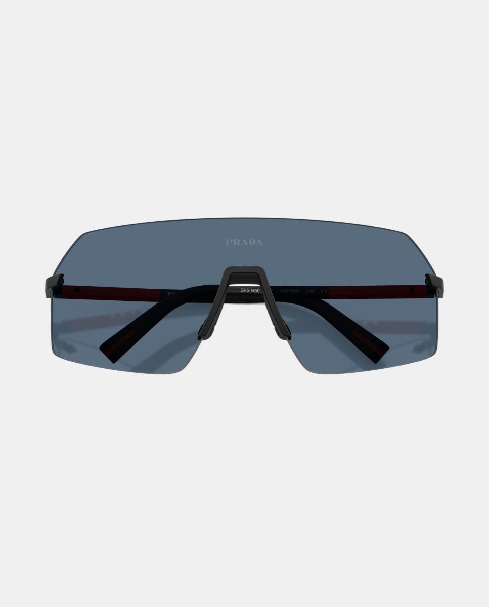 Gafas de sol PS B50S de hombre geométrica en metal - Prada Linea Rossa - Negro Negro-5