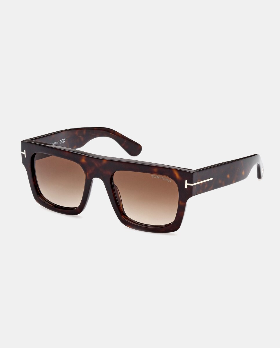Gafas de sol de hombre geométricas de acetato en havana - Tom Ford - Marrón Marrón-2