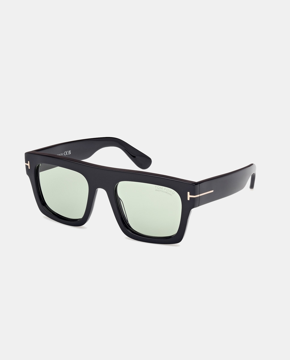 Gafas de sol de hombre geométricas de acetato en havana - Tom Ford - Negro Negro-2