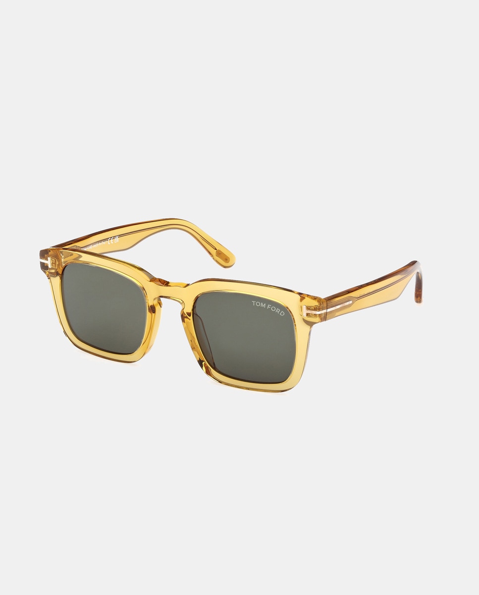 Gafas de sol de hombre Tom Ford cuadradas de acetato en color negro con lentes polarizadas - Amarillo Amarillo-2
