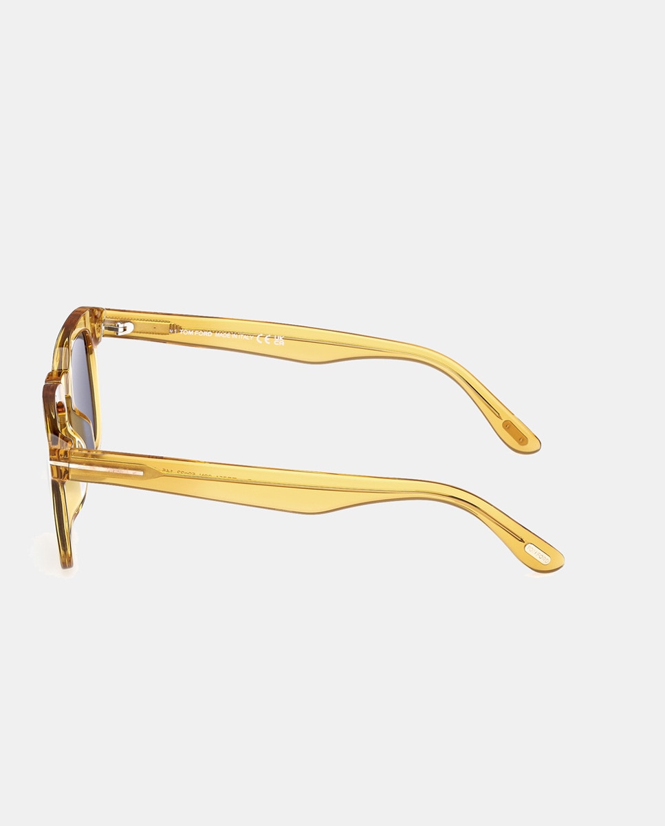 Gafas de sol de hombre Tom Ford cuadradas de acetato en color negro con lentes polarizadas - Amarillo Amarillo-3