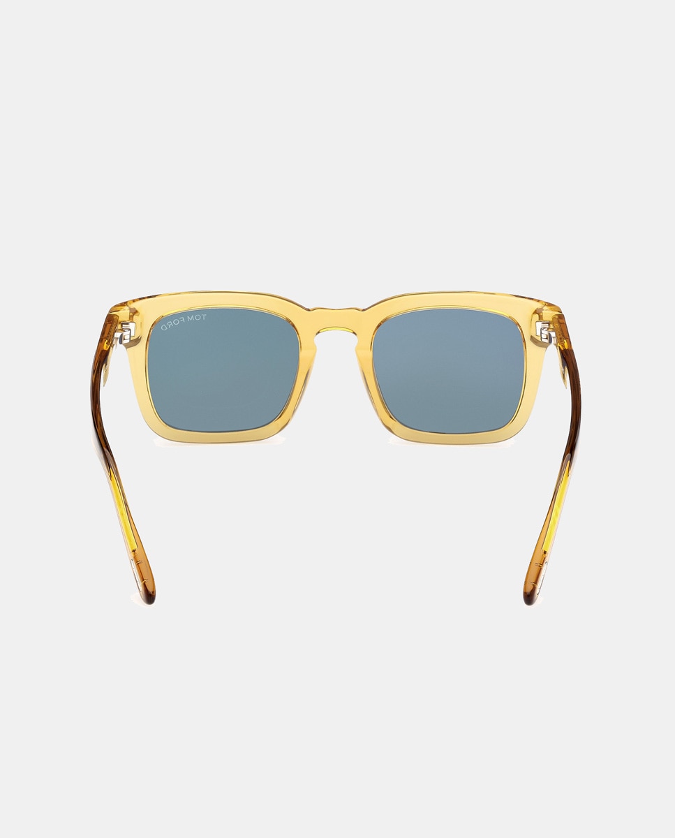 Gafas de sol de hombre Tom Ford cuadradas de acetato en color negro con lentes polarizadas - Amarillo Amarillo-4