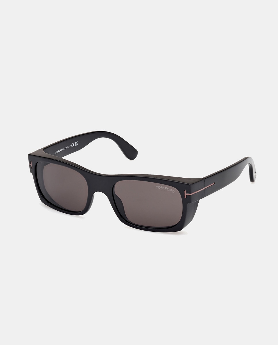 Óculos de Sol Retangulares em Acetato - Preto Preto-2