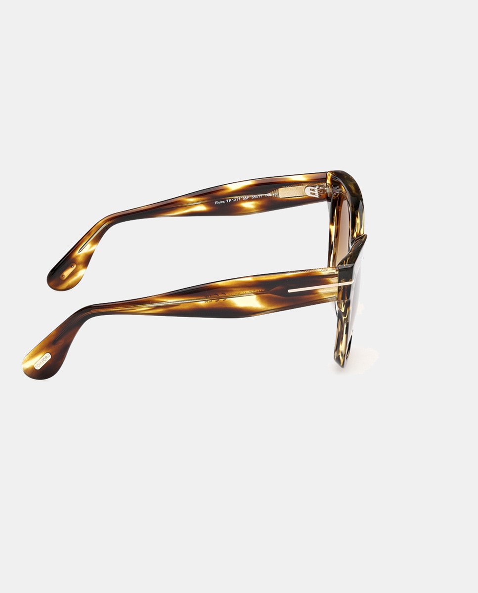 Óculos de Sol Cat Eye em Acetato Castanho-7