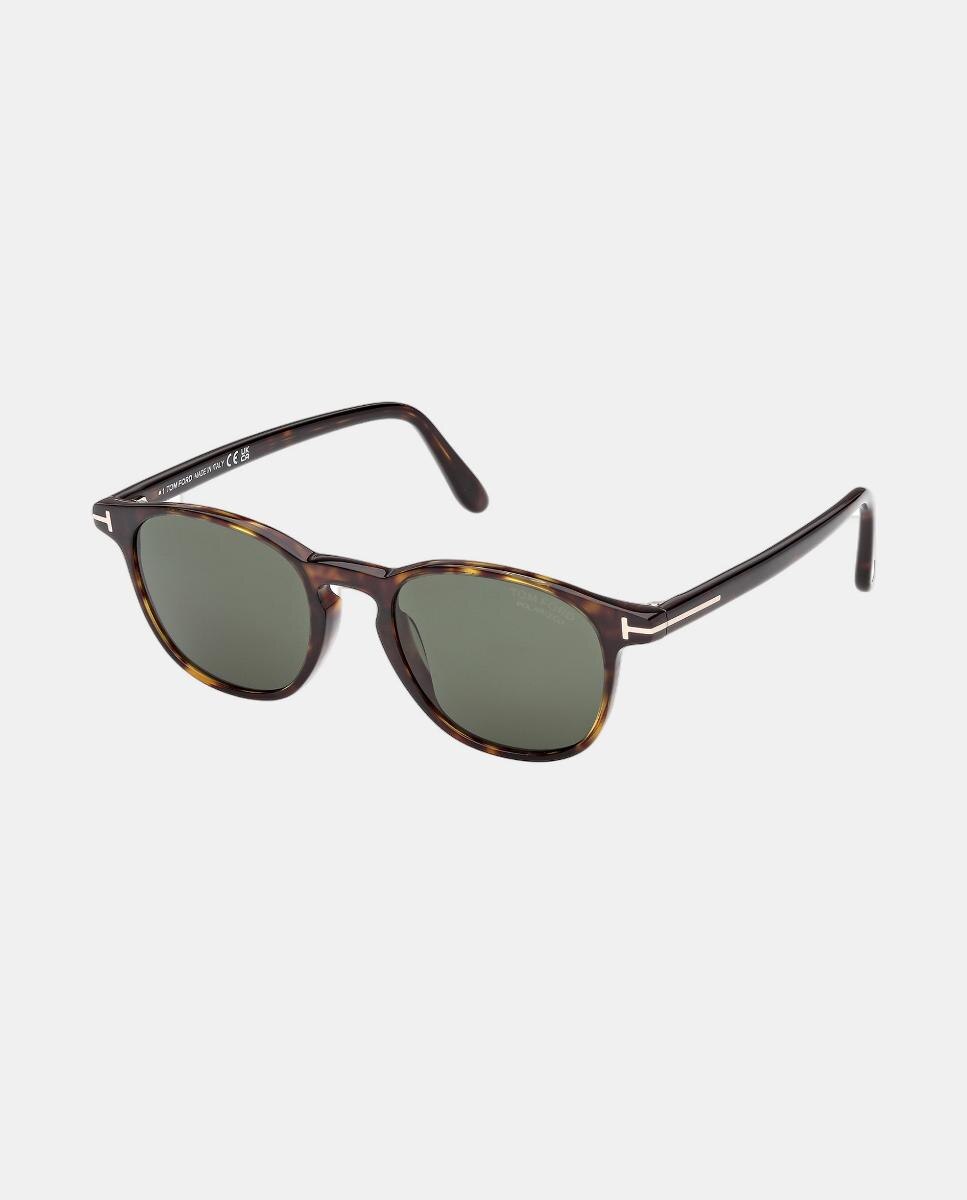 Gafa de sol de hombre redonda en acetato con lente polarizada - Tom Ford - Marrón oscuro Marrón oscuro-2