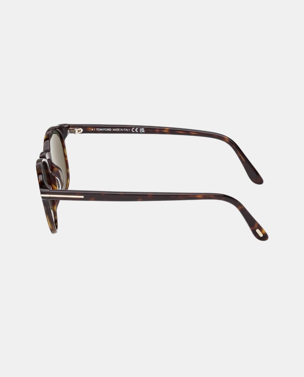 Gafa de sol de hombre redonda en acetato con lente polarizada - Tom Ford - Marrón oscuro Marrón oscuro-3