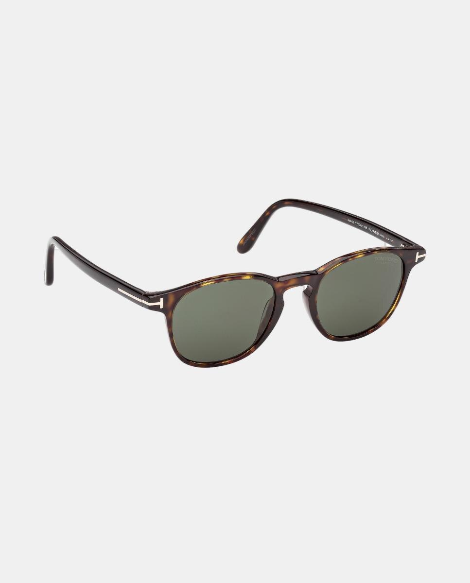 Gafa de sol de hombre redonda en acetato con lente polarizada - Tom Ford - Marrón oscuro Marrón oscuro-5