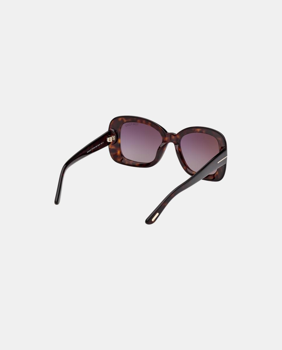 Gafa de sol de mujer cuadrada en acetato con lente degradada - Tom Ford - Marrón Marrón-3