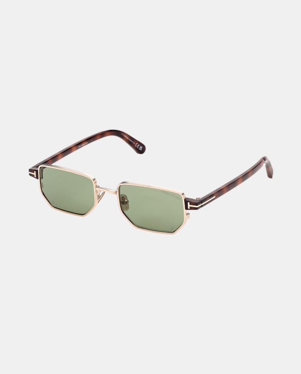 Gafas de sol FT1360 CAINE-02 de hombre rectangular en metal - Tom Ford - Oro Oro-2