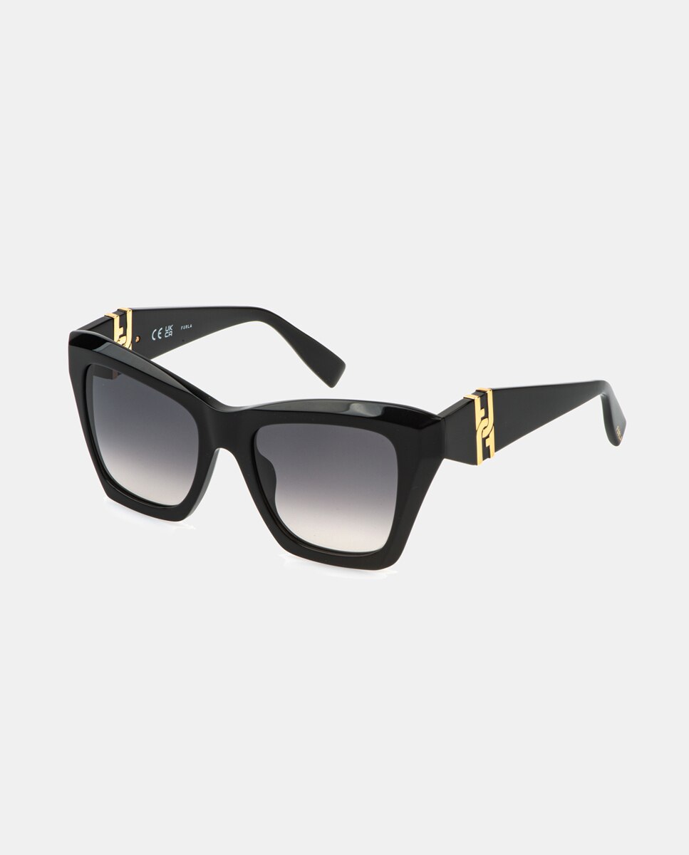 Imagen 2 de Gafa de sol de mujer cuadrada en acetato con lente degradada - Furla - Negro Negro