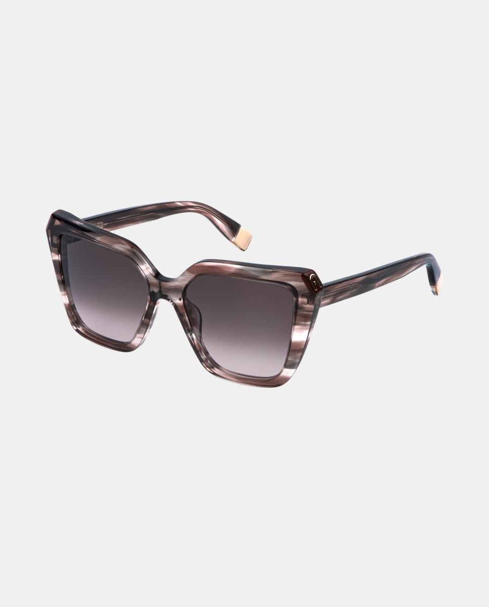Imagen 3 de Gafa de sol de mujer cuadrada en acetato con lente degradada - Furla - Marrón claro Marrón claro