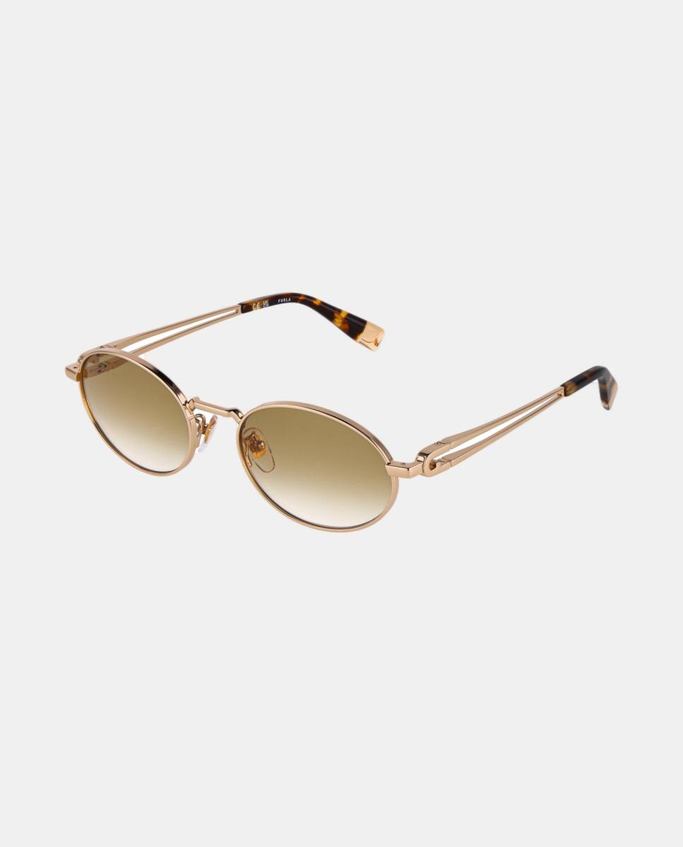 Imagen 2 de Gafa de sol de mujer ovalada en metal con lente degradada - Furla - Oro Oro