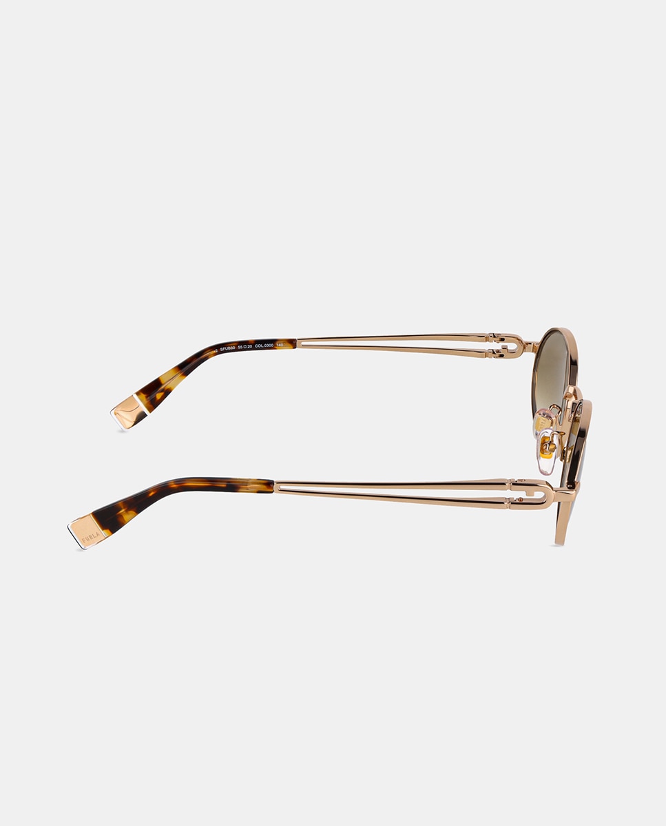 Imagen 3 de Gafa de sol de mujer ovalada en metal con lente degradada - Furla - Oro Oro