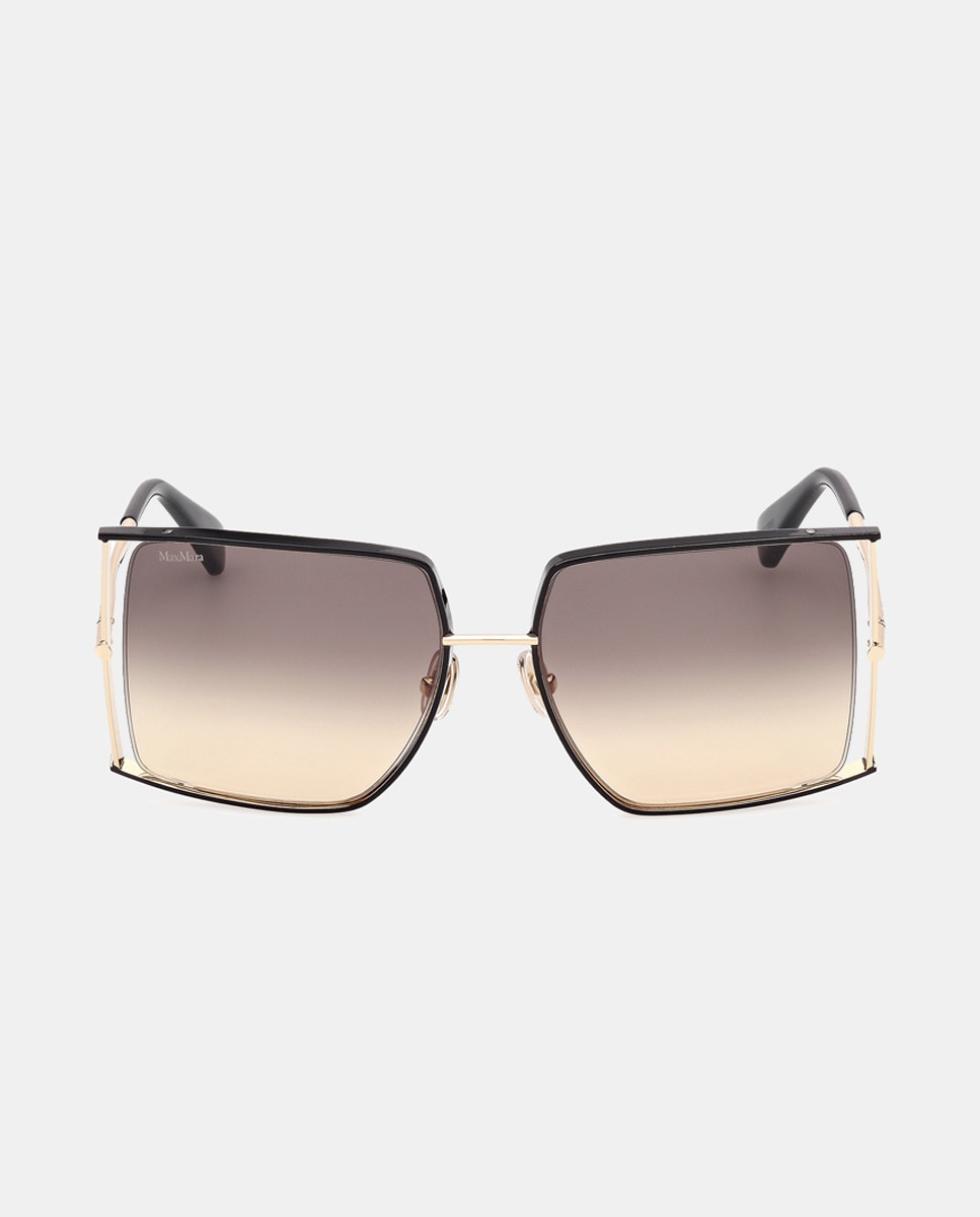 Imagen 1 de Gafas de sol de mujer rectangulares metalicas en dorado Negro