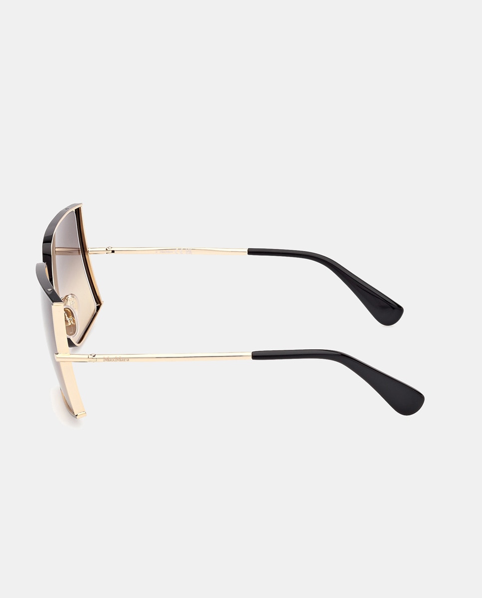 Imagen 3 de Gafas de sol de mujer rectangulares metalicas en dorado - Max Mara - Negro Negro
