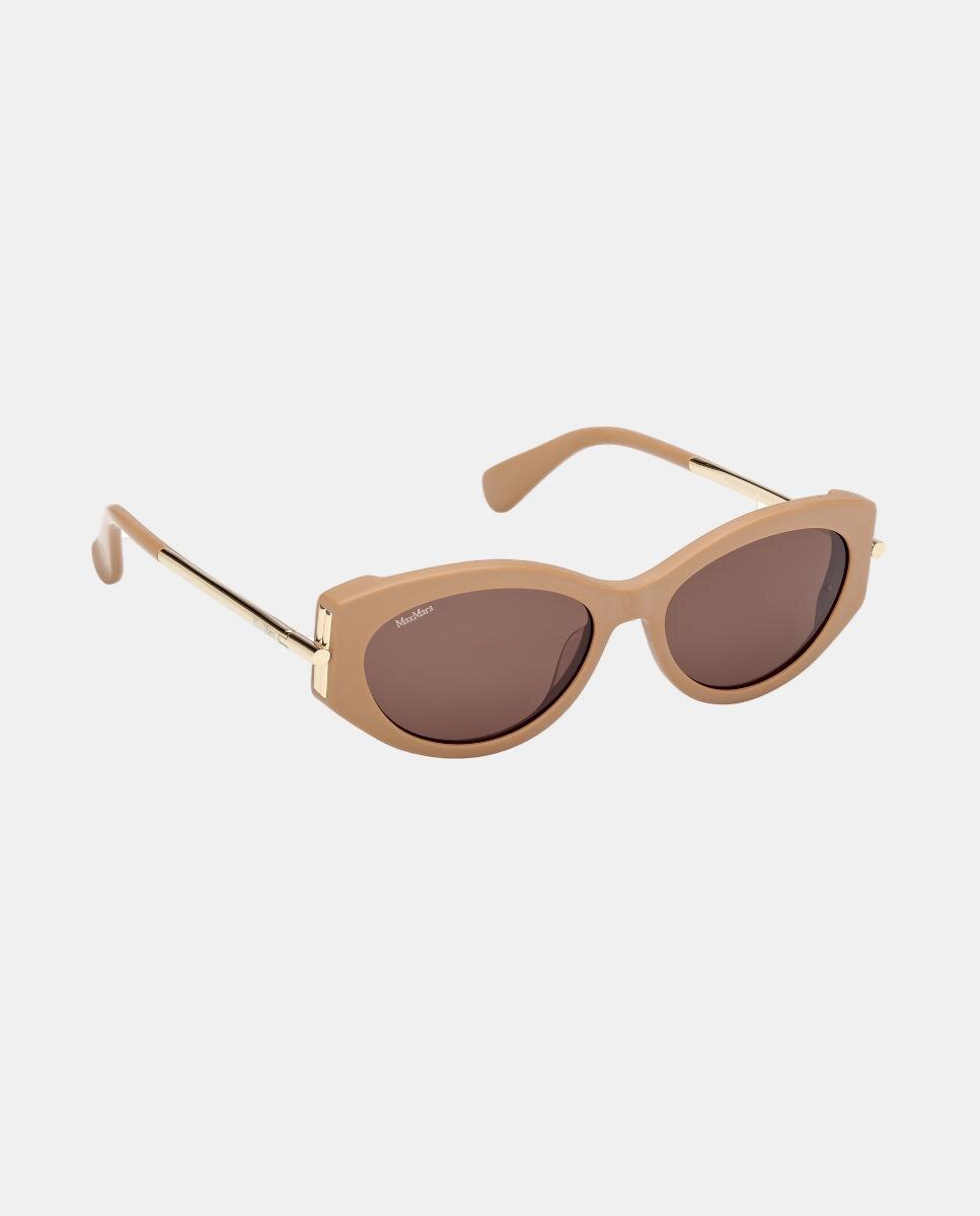 Gafa de sol de mujer ovalada en acetato - Max Mara - Marrón Marrón-3