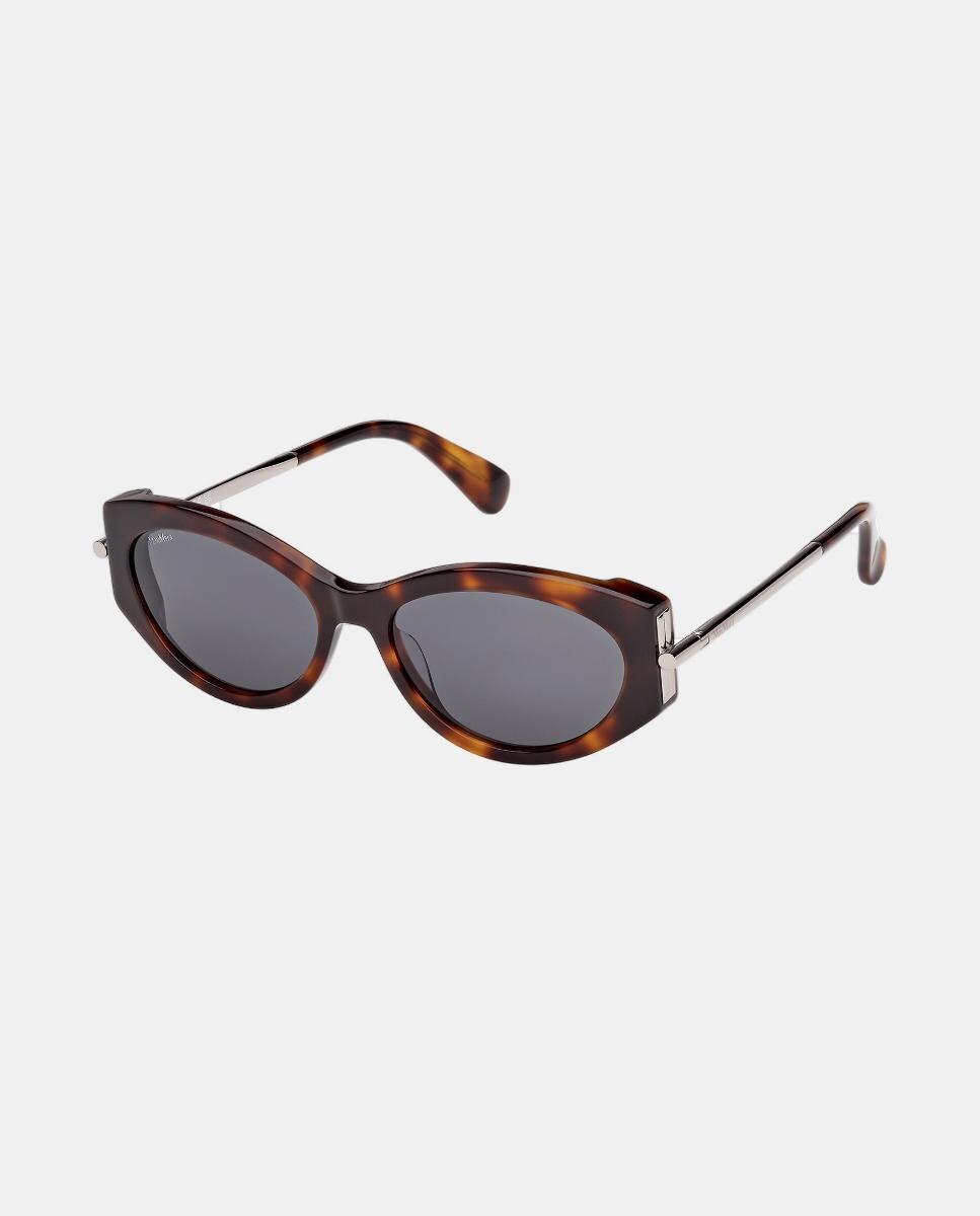 Gafa de sol de mujer ovalada en acetato - Max Mara - Marrón oscuro Marrón oscuro-2