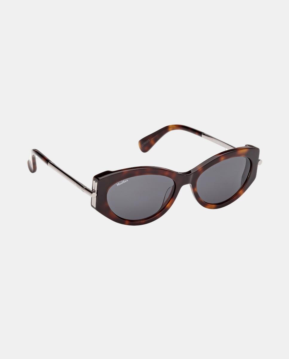 Gafa de sol de mujer ovalada en acetato - Max Mara - Marrón oscuro Marrón oscuro-3