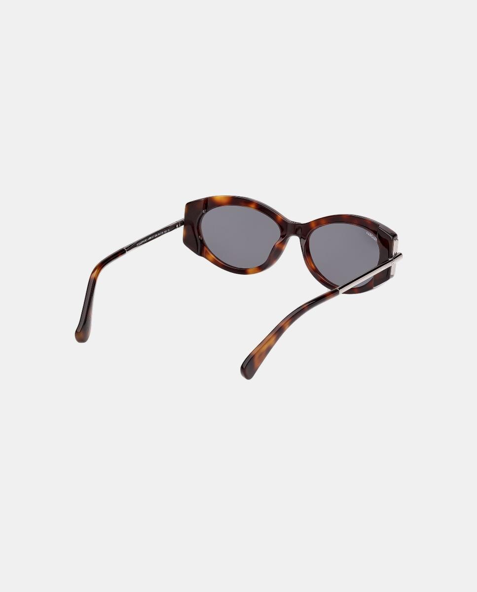 Gafa de sol de mujer ovalada en acetato - Max Mara - Marrón oscuro Marrón oscuro-5