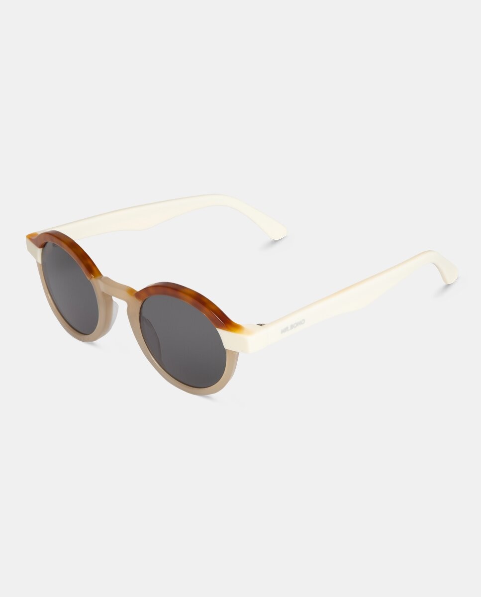 Óculos de Sol Unissexo Redondos de Acetato Bicolor Multicolor-2