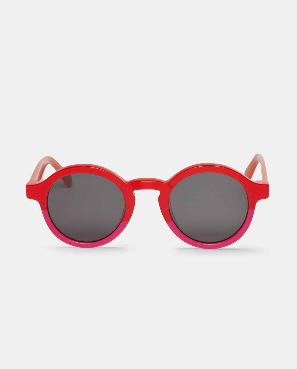 Óculos de sol unissexo Mr. Boho redondos com armação estampada castanha Vermelho-1