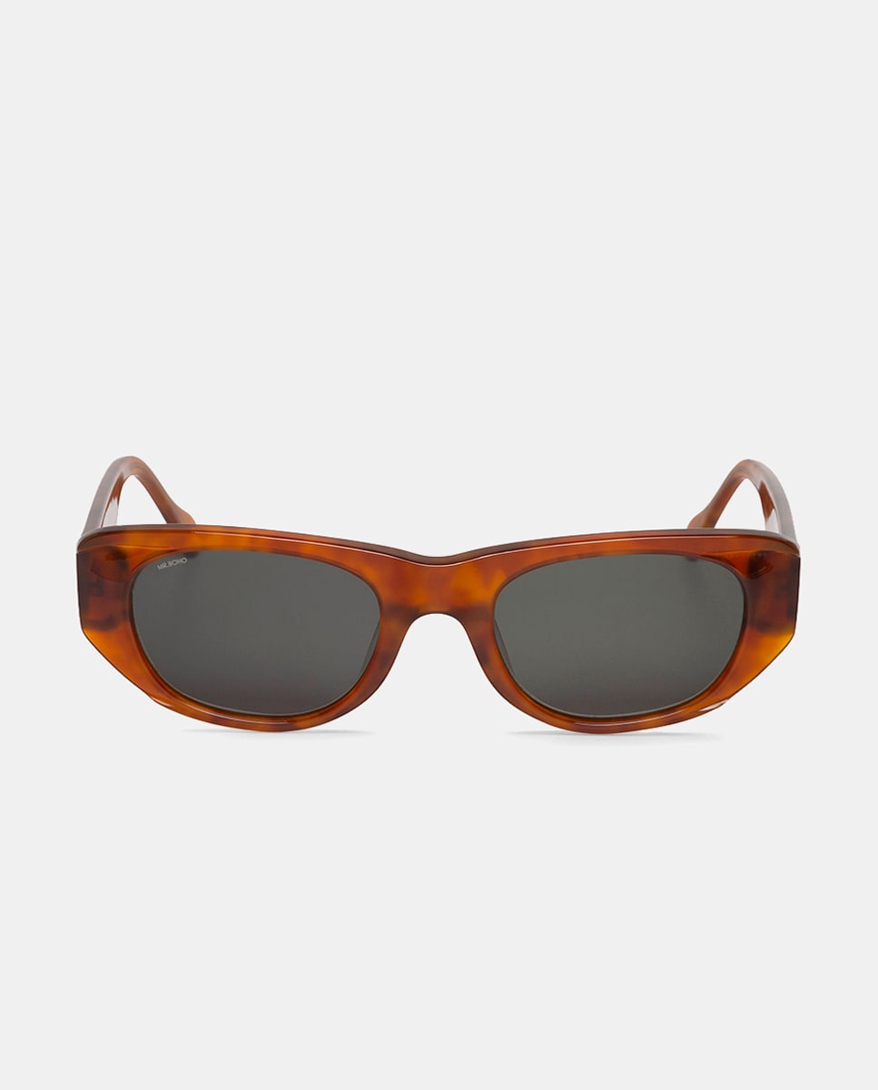 Óculos de Sol Ovais de Acetato Castanho-1