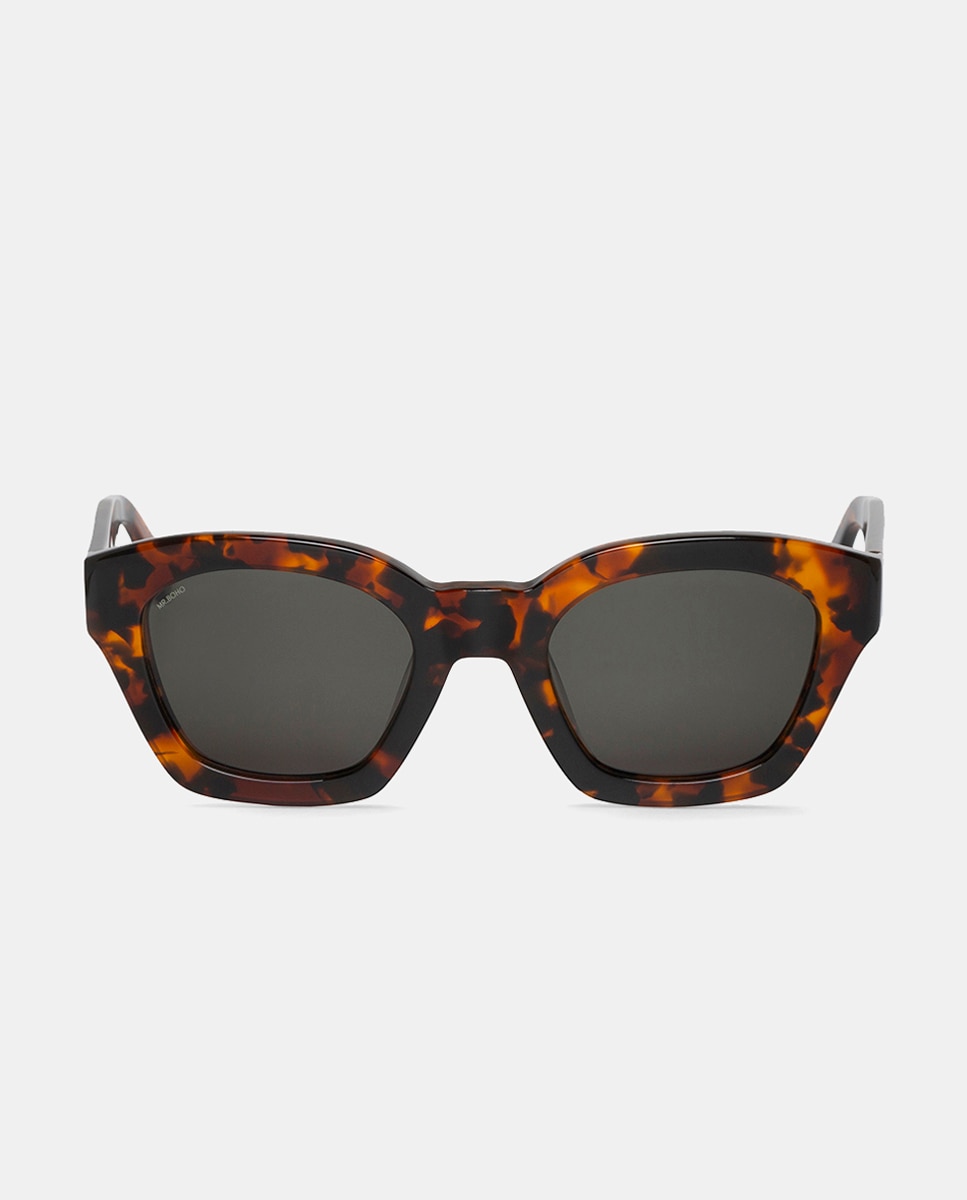 Óculos de Sol Quadrados de Acetato Castanho-1