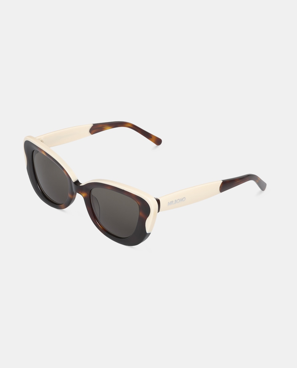 Óculos de Sol Cat Eye de Acetato - Creme Multicolor-4