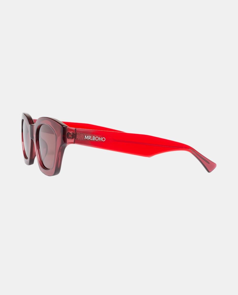 Imagen 3 de Gafas de sol BARROSA de mujer rectangular en acetato - Mr. Boho - Rojo cereza Rojo cereza