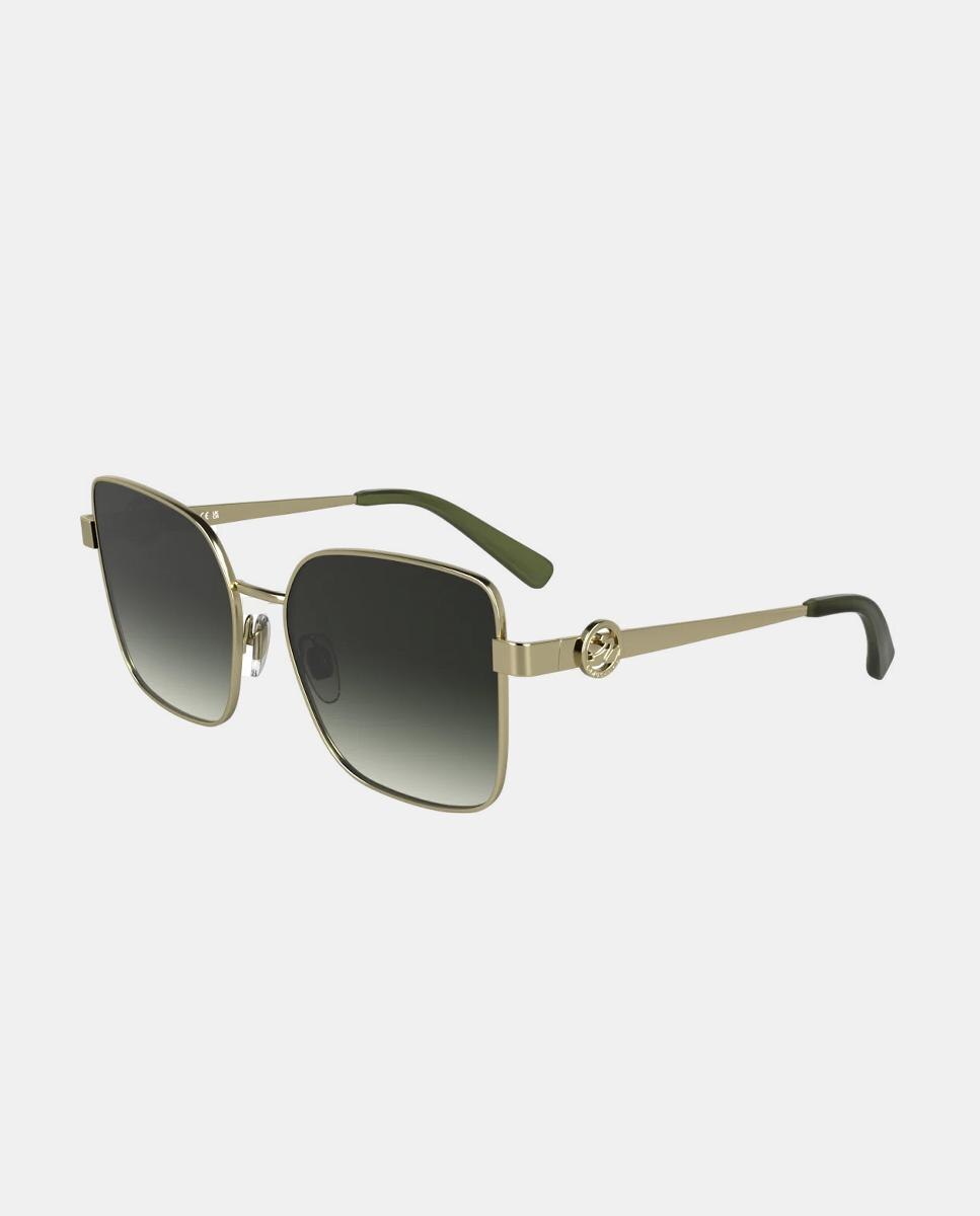 Gafa de sol de mujer cuadrada en metal - Longchamp - Oro Oro-2