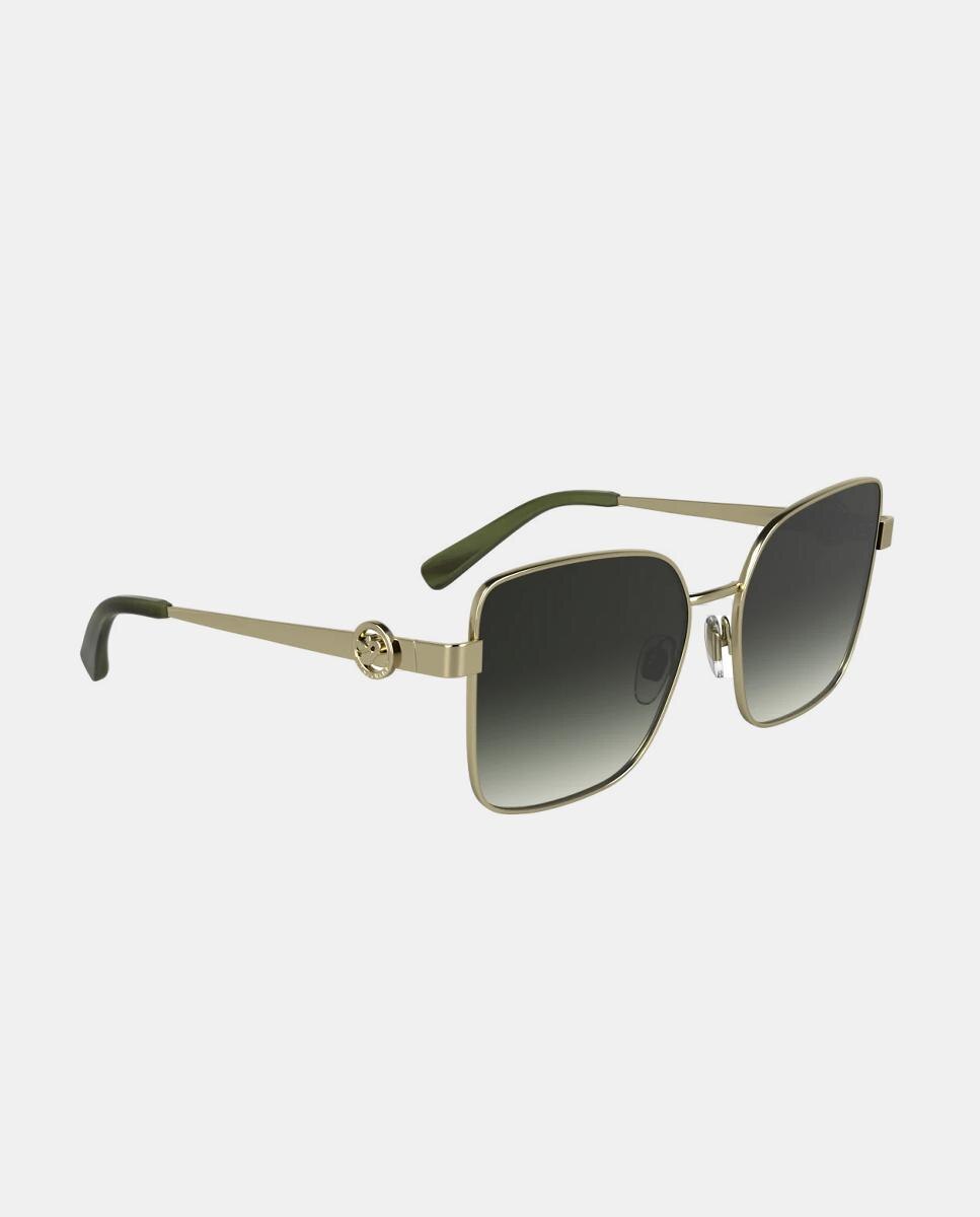 Gafa de sol de mujer cuadrada en metal - Longchamp - Oro Oro-3