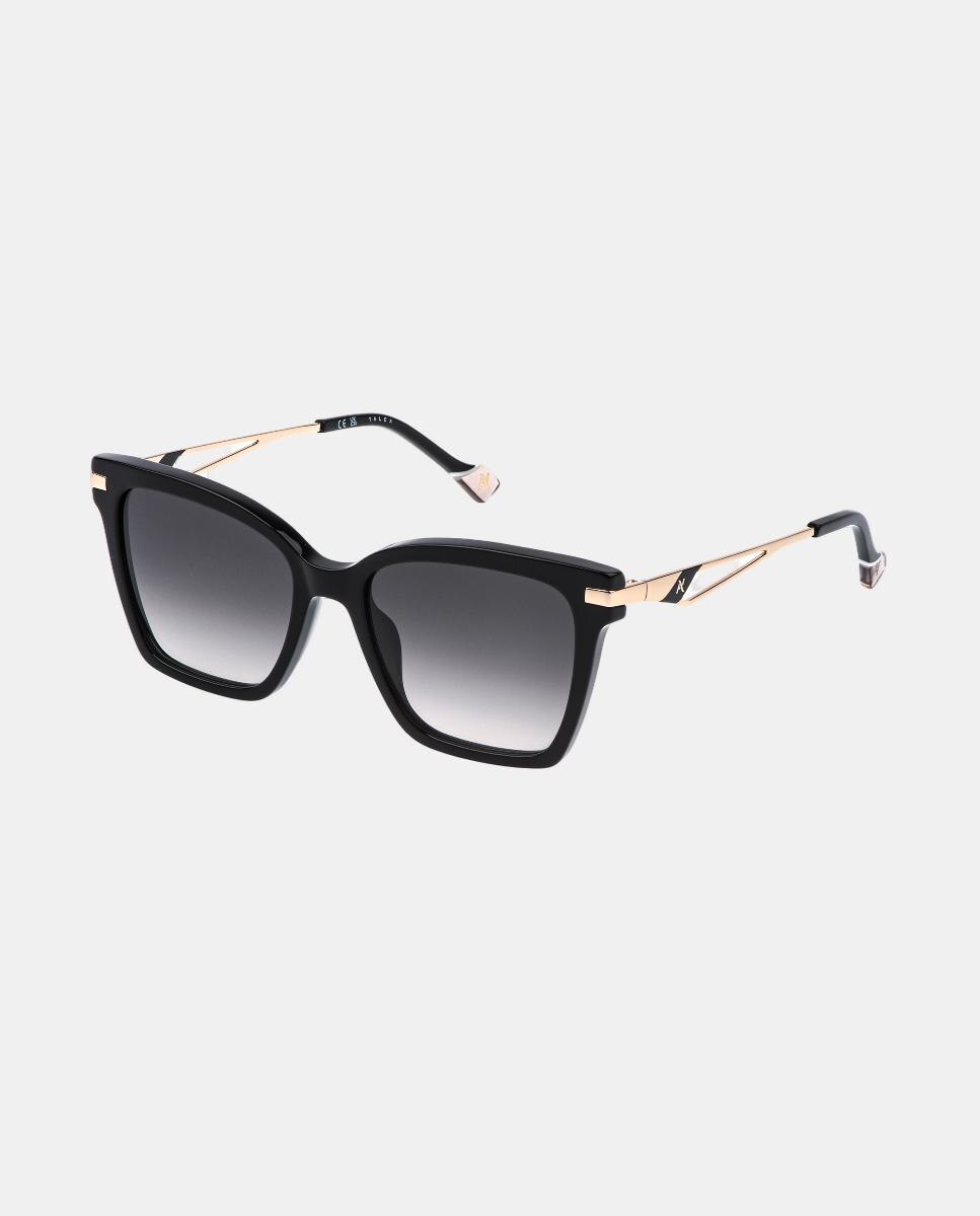 Imagen 1 de Gafa de sol de mujer cuadrada en acetato con lente degradada Negro