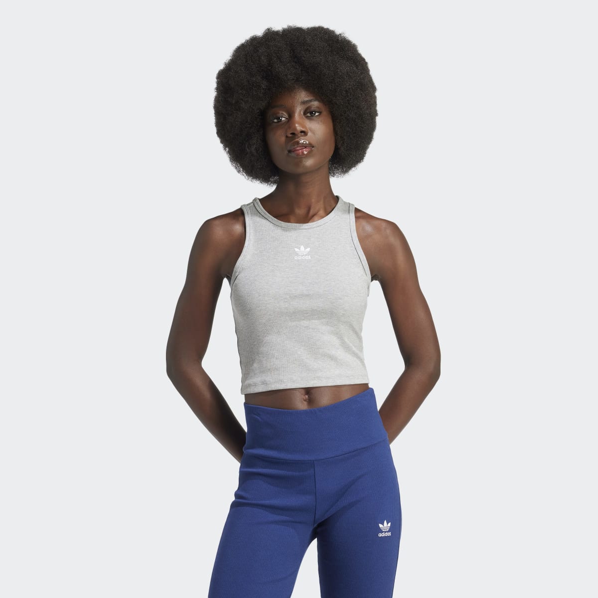 T-shirt sem Mangas de Mulher Essentials Ribbed Originals Cinzento-1