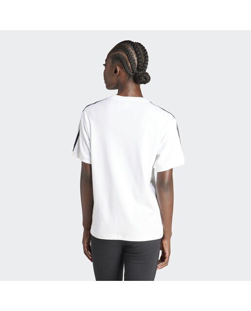 T-shirt de mulher 3 faixas adidas Originals Branco / Preto-2