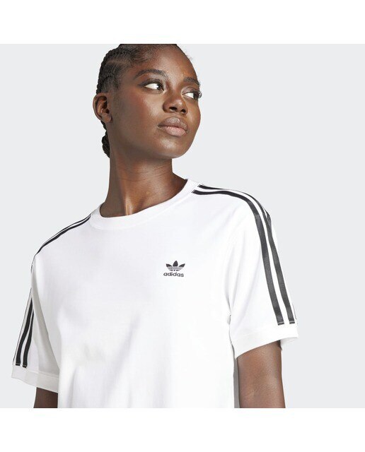 T-shirt de mulher 3 faixas adidas Originals Branco / Preto-3