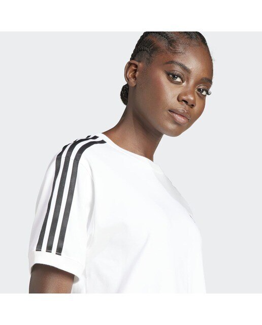 T-shirt de mulher 3 faixas adidas Originals Branco / Preto-4