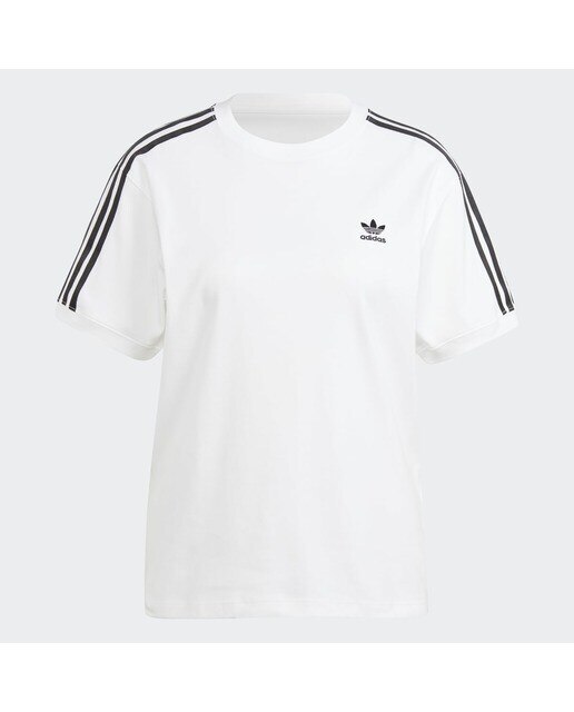 T-shirt de mulher 3 faixas adidas Originals Branco / Preto-6